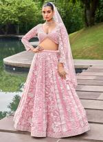 Organza Pink Wedding Wear Sequins Work Lehenga Choli